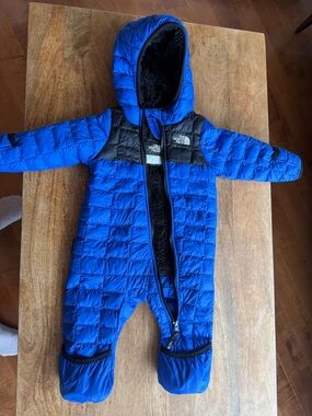 The North Face Royal Blue and Black Insulated Infant One-Piece Bunting